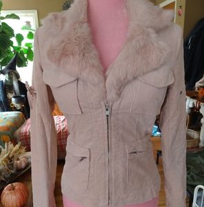 Pale pink corduroy jacket, by Arden B.